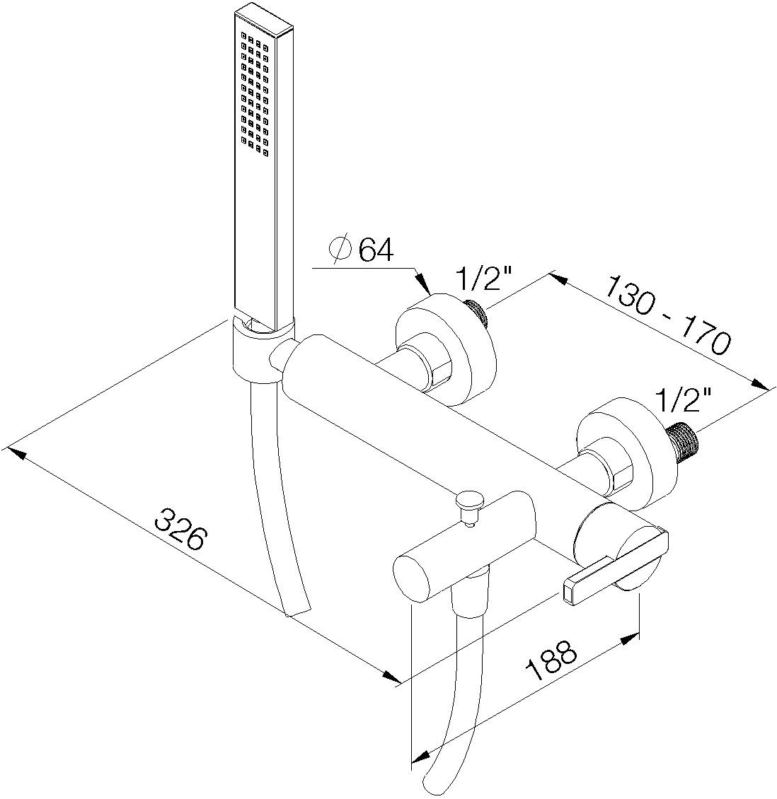rvb Смеситель для ванны Line 4575.--.30 - Вид №1
