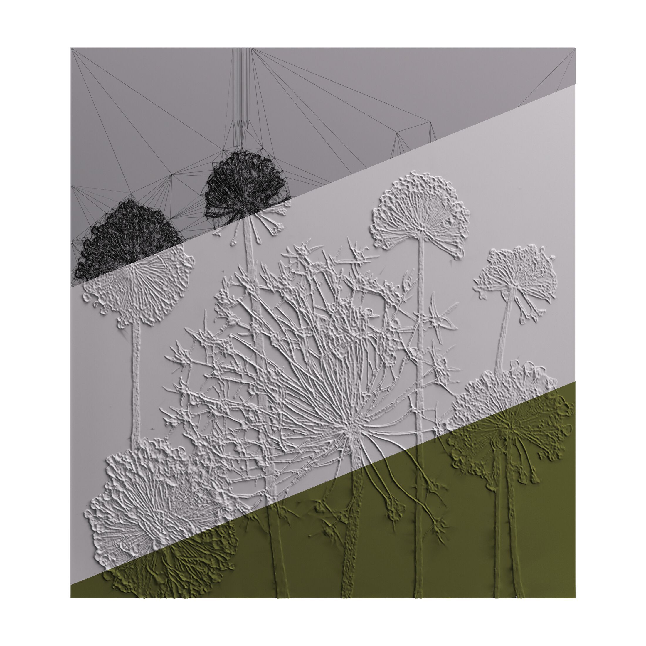 Трехмерная декоративная гипсовая панель WallDeco DANDELIONS ARCH-00137208 - Вид №4