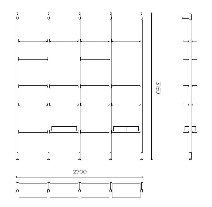 Алюминиевый книжный шкаф с креплением пол-потолок Stylish Club His &amp ARCH-00133148 - Вид №20
