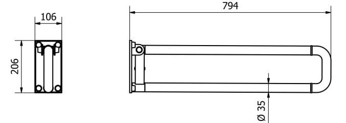 Прессованная алюминиевая складная U-образная ручка для ванной комнаты Thermomat нейлон ARCH-00095396 - Вид №3