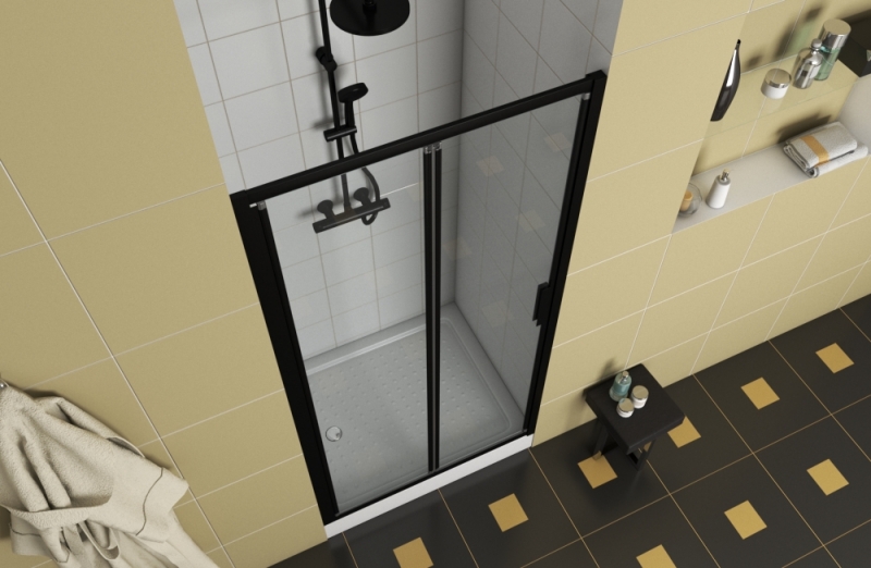 Душевая дверь складная 900*2000 Стекло 5мм easy clean BLACKLINE BD100.4121B bravat  - Вид №1