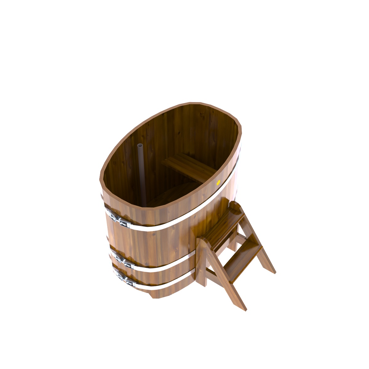 2175 Купель овальная из лиственницы Рустик 0,76х1,16х1,0 морёная Alyarus  - Вид №1