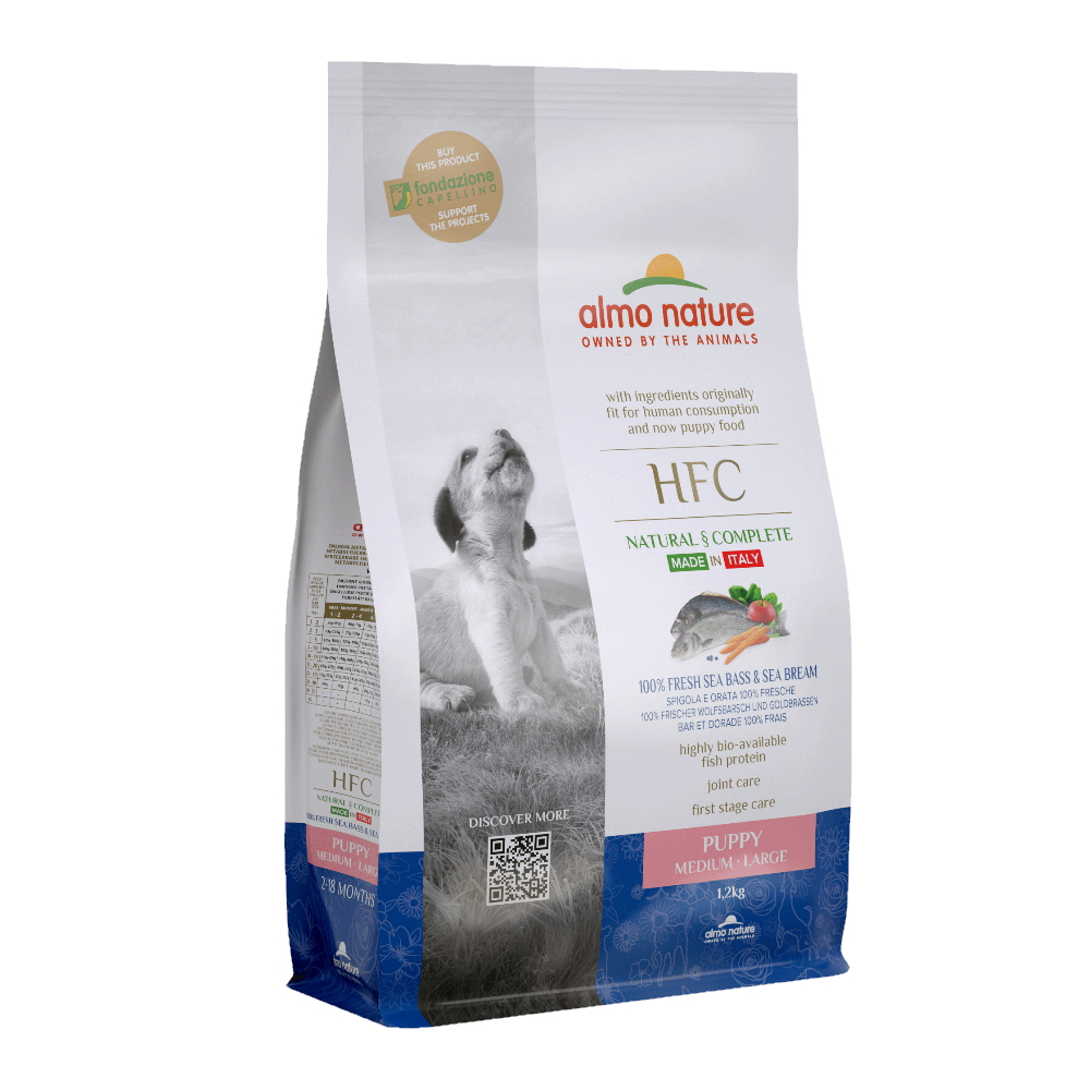 ПР0059807 Корм для щенков M-L Puppy для ср. и крупных пород, св.морск. рыба: окунь, лещ сух.1,2кг Almo Nature 