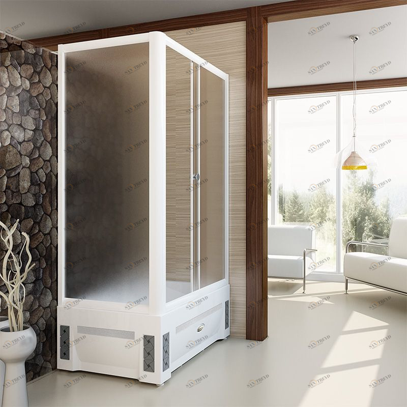 Душевой угол Верчелли (высокий поддон), (левое исполнение), стеклянные шторки (матовые, 1 дверца), поддон на раме-подставке с устройством слива, фронтальная панель, торцевая панель, профиль белый Radomir 1031100131