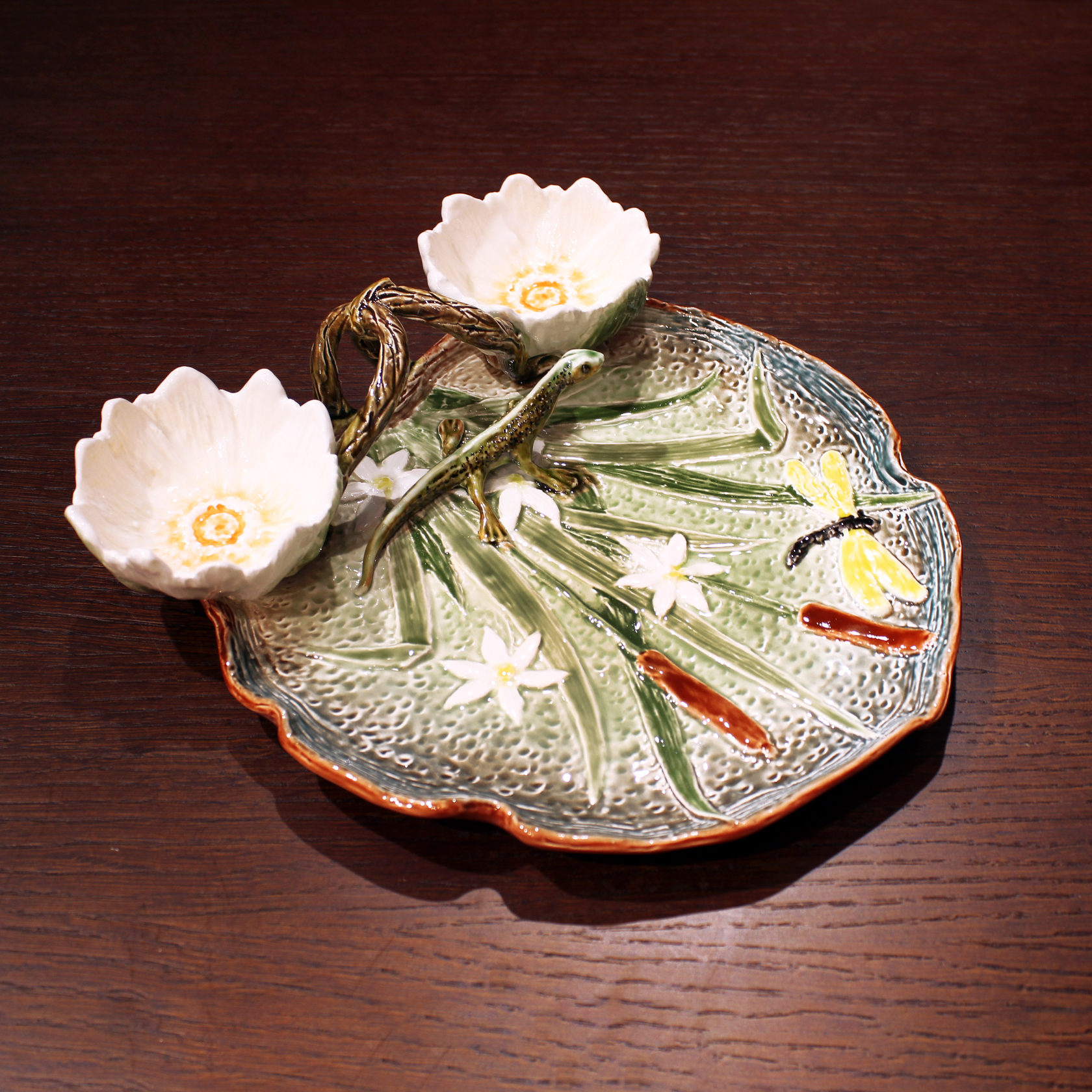 Блюдо для закусок (с двумя кувшинками) Серо-зеленый PROVANSFAIENCE sun-id-994585 - Вид №11