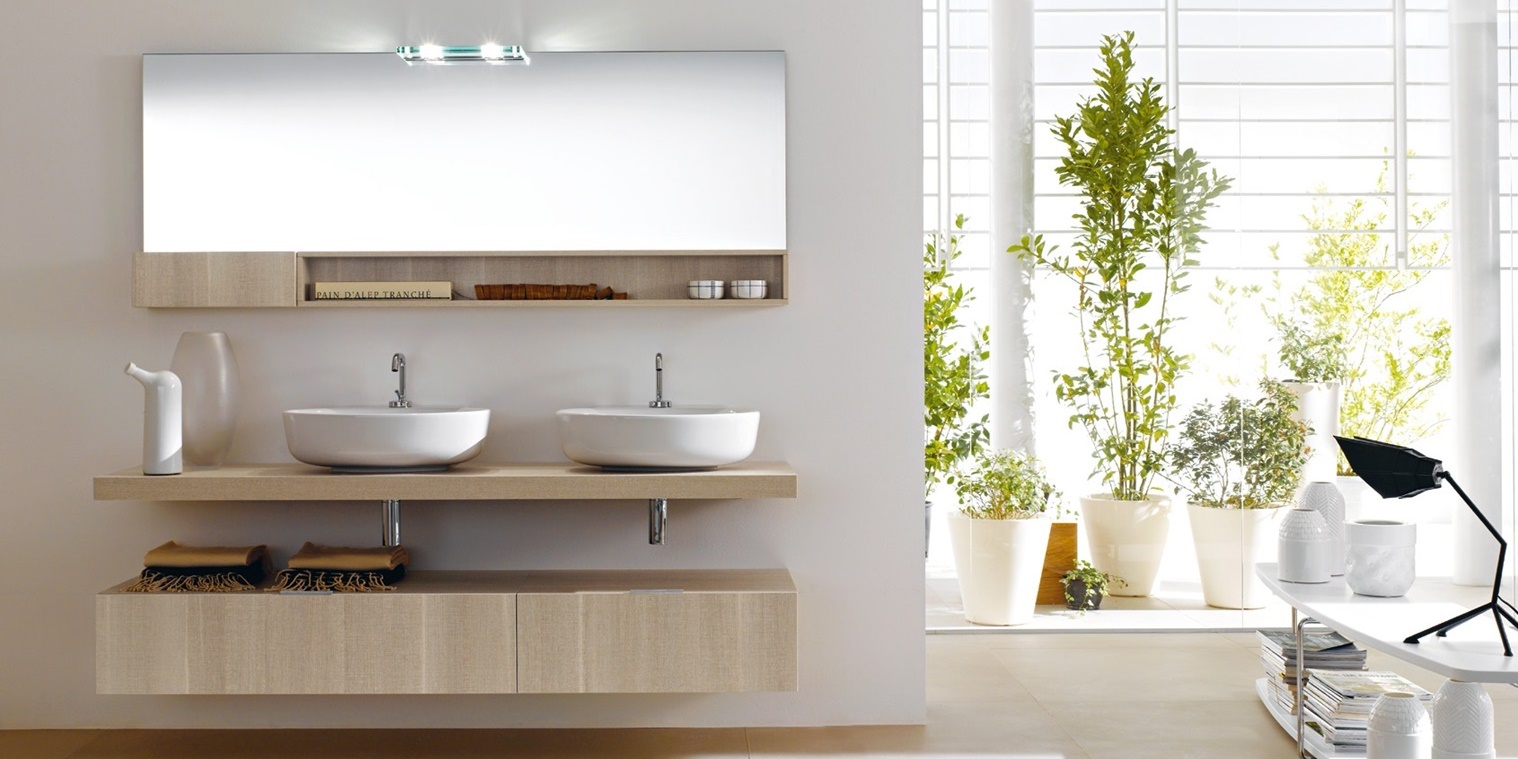 Комбинация ванной комнаты FLY111 в отделке Planet 54 / Tranché Sabbia MILLDUE FLY - Вид №1