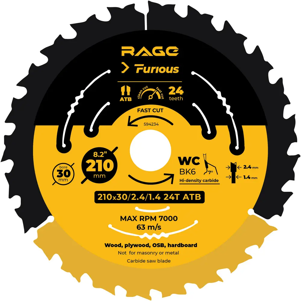 Пильный диск Rage Furious для скоростной резки дерева 88928407 STLM-0847108