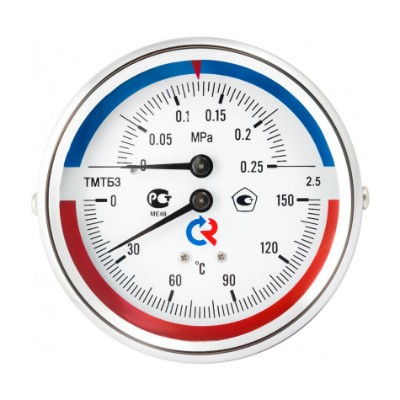 ТМТБ-31T.0406150 Термоманометр ТМТБ-31T с задним подключением Valtec 1/2", 6 бар 0-150 °C  - Вид №2