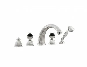 033216.N00.50 Набор для ванны с пятью отверстиями и черными кристаллами swarovski Яркий хром