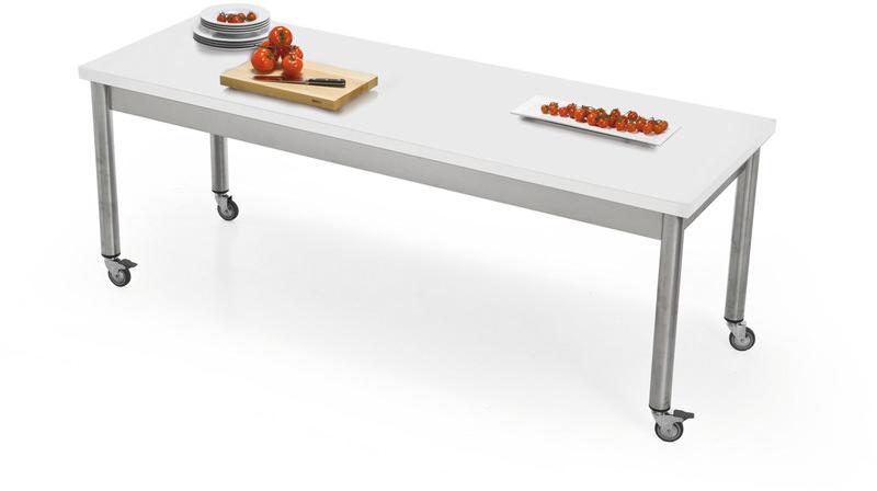 JOKODOMUS Прямоугольный стол из нержавеющей стали и Corian® с колесами Auxilium 696115 - Вид №1