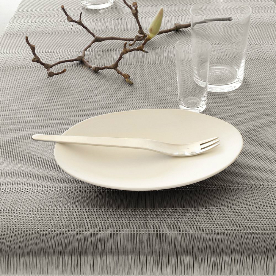 Салфетка виниловая Silver Tuxedo stripe, жаккардовое плетение, 36х48 см Chilewich C0201TXSTSILV - Вид №1