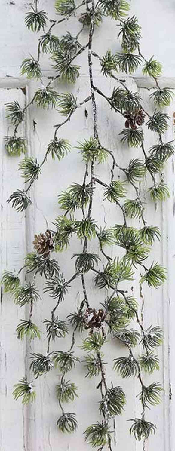 1088 807 a3 Пластиковая гирлянда из лиственницы со снегом, 144 см, зелено-белая H-andreas 