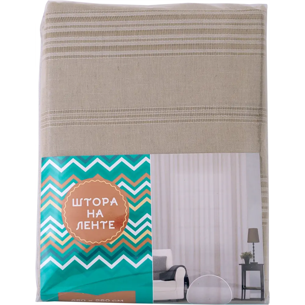 Тюль на ленте «Мережка» 250х260 см цвет бежевый GARDEN STLM-2075948 - Вид №6