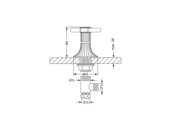 Боковой вентиль ½", для горячей воды JOERGER Cronos 637.10.345.000 - Вид №1
