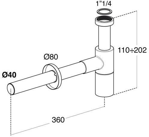 Redi Матовый черный сифон для раковины Nicoll Ni01616 - Вид №1