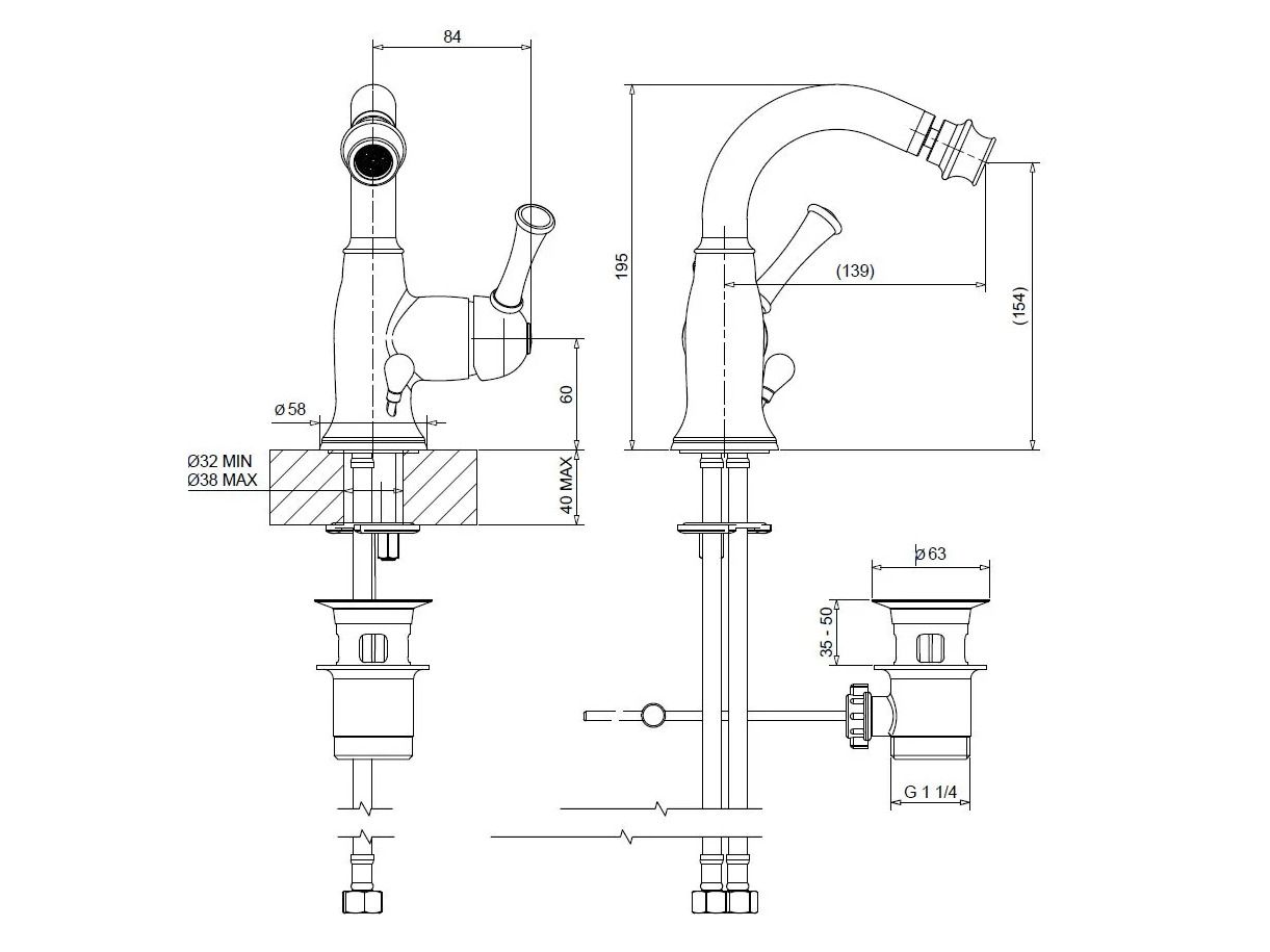 Однорычажный смеситель для биде с автоматическим сливом Gaia Mobili Complements ARCH-00142138 - Вид №2