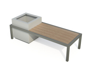 Деревянная и бетонная скамейка со встроенной сеялкой