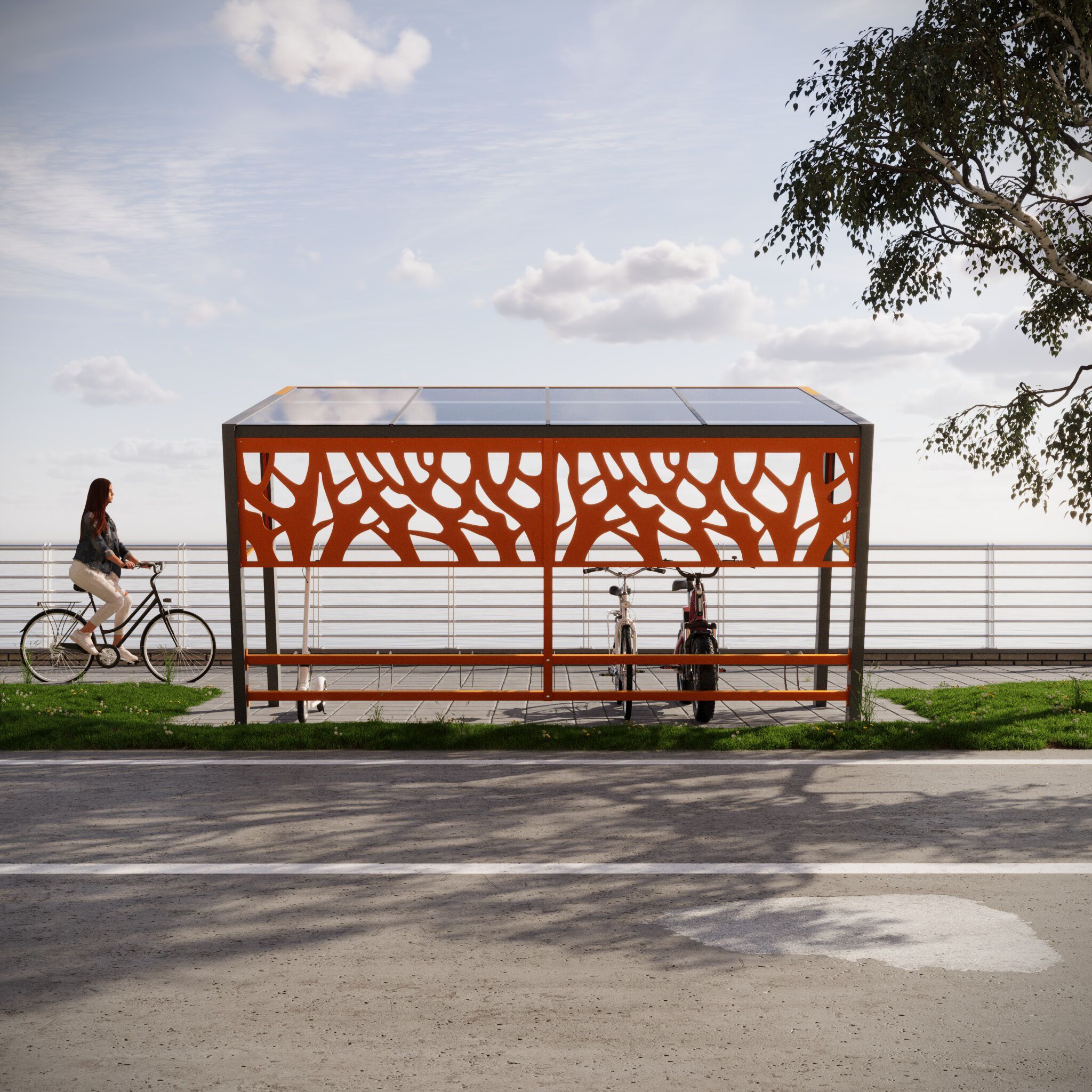 Стальной и поликарбонатный навес для велосипедов и мопедов CITYSì CROSS ARCH-00108240 - Вид №13
