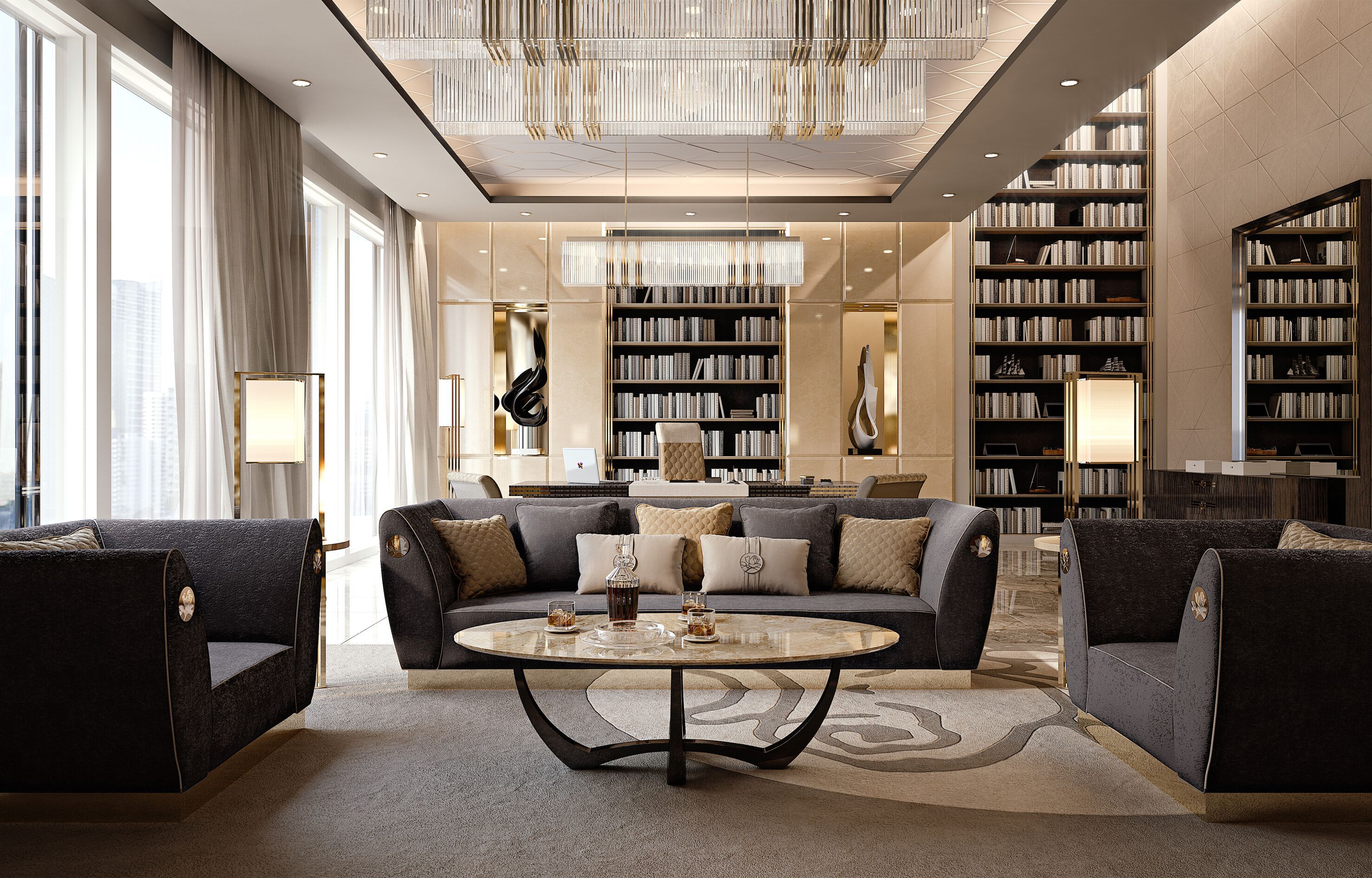 Овальный мраморный журнальный столик Bizzotto Italia Symphony-Infinity ARCH-00066410 - Вид №1