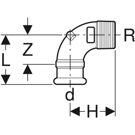 GEBERIT 63889 Переходной угольник Geberit Mapress из меди 90°, с наружной резьбой  - Вид №2