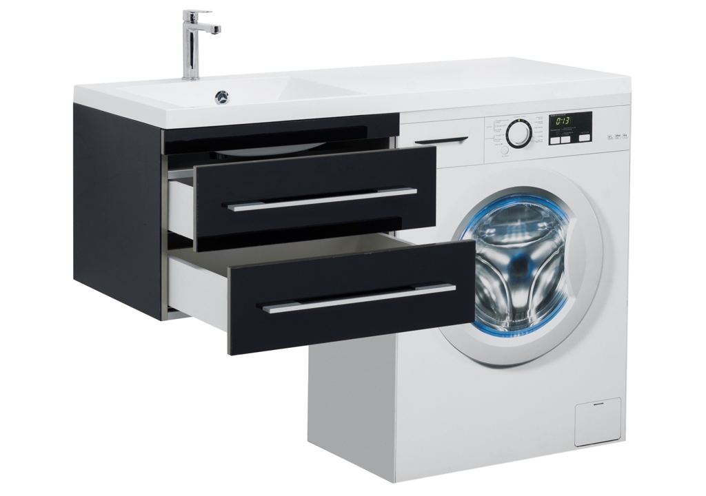 Тумба с раковиной Aquanet Верона 120 L черный (подвесная, 2 ящика) 0018017500239565 - Вид №1