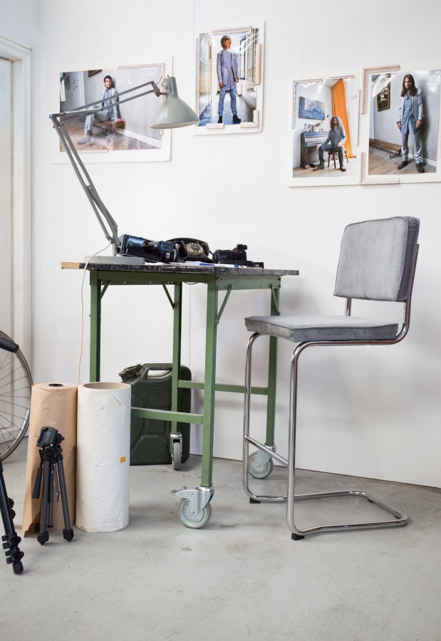 Стул барный Ridge Kink Rib оранжевый Zuiver 1500001 - Вид №1