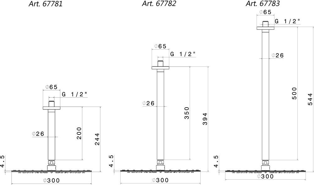 newform Потолочная лейка душа с кронштейном Head showers 67783 - Вид №1