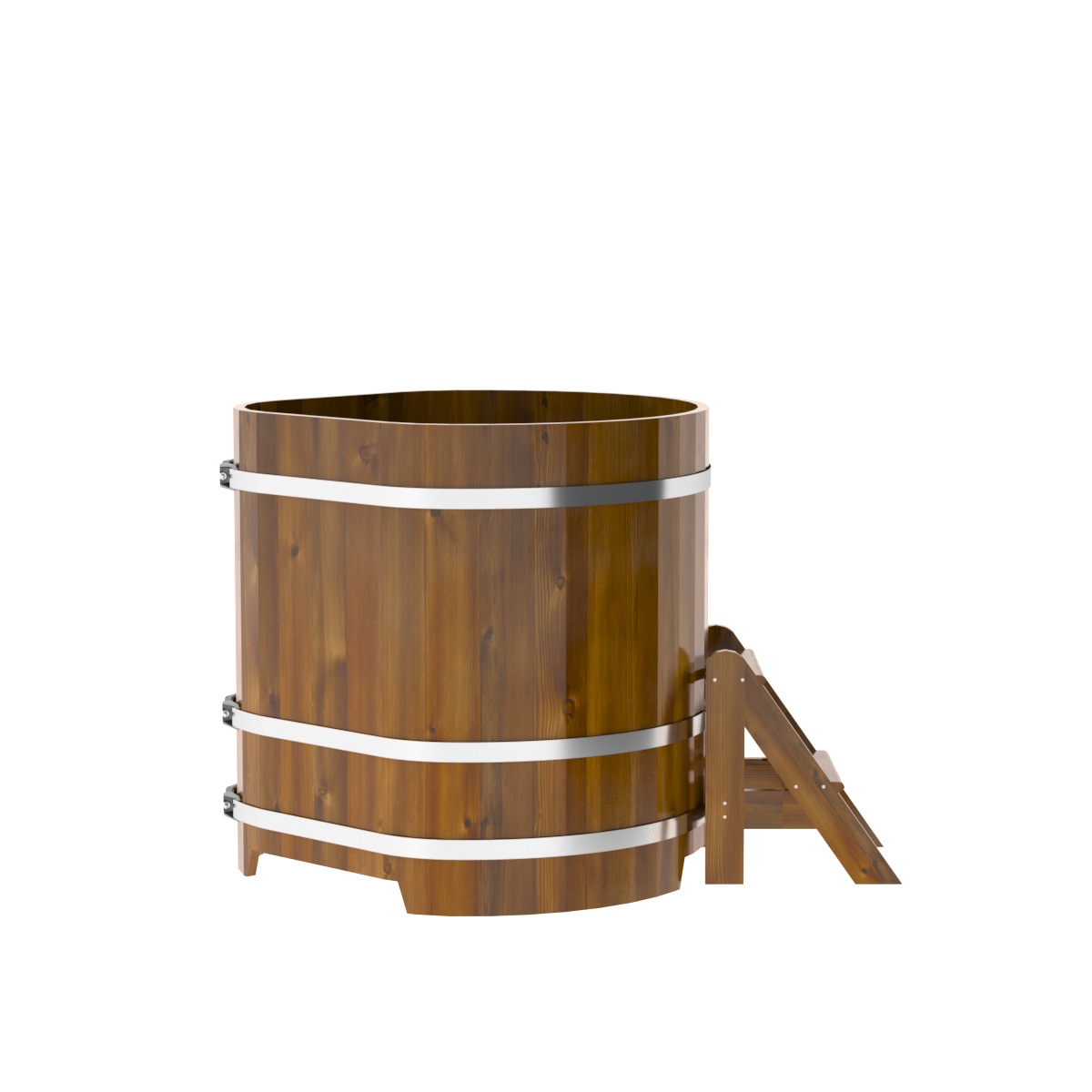 2305 Купель угловая из лиственницы Рустик 1,03х1,03х1,1 морёная Alyarus  - Вид №3