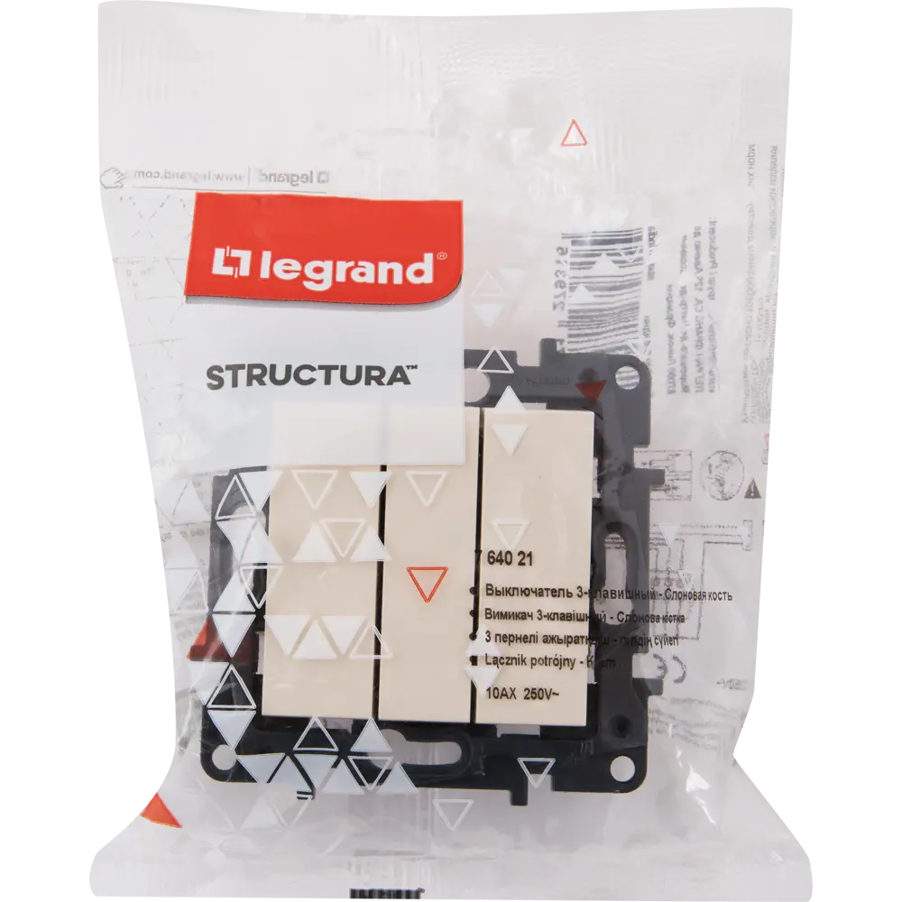 Трёхклавишный выключатель Legrand Structura для скрытого монтажа в цвете слоновая кость 82064615 STLM-0018605 - Вид №4