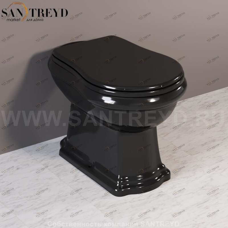101104 Приставной унитаз напольный Черный Kerasan RETRO Италия