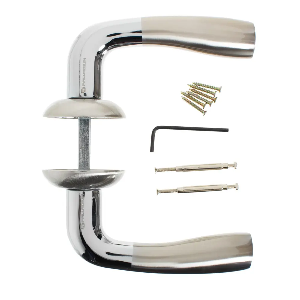 Ручки дверные на розетке Palladium A Brezza (20), алюминий, цвет матовый никель/гляневый хром STLM-2193676 - Вид №2