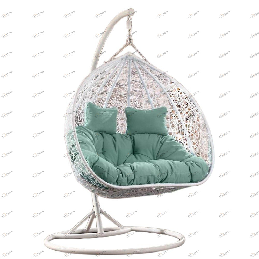 Подвесное кресло из искусственного ротанга 75 см белое Afina White&Green AFINA  00-3881233 Белый;зеленый 