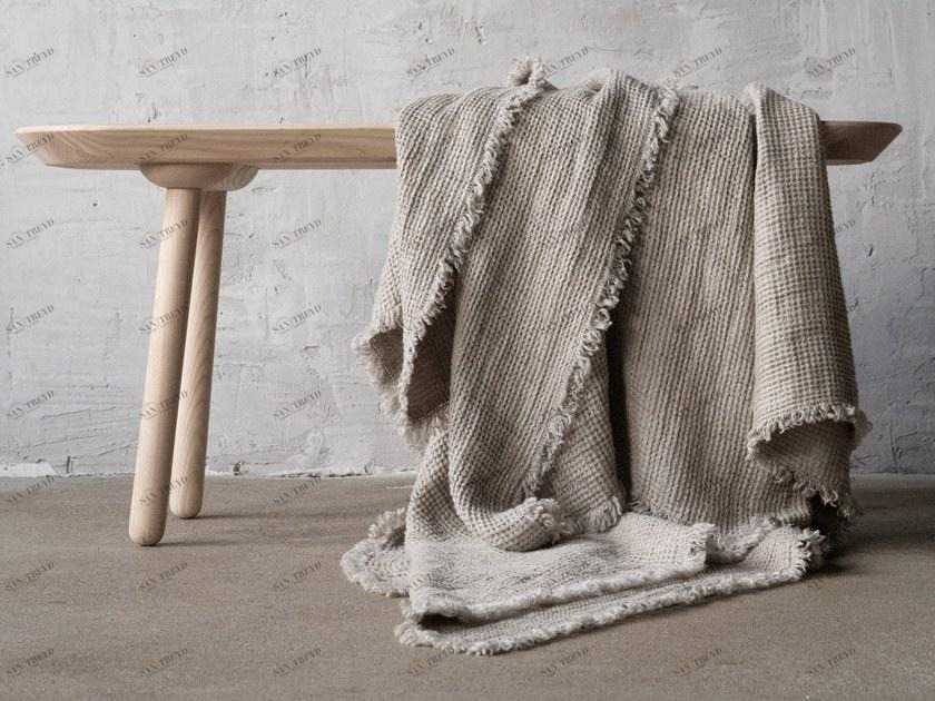 LinenMe Однотонный льняной плед ручной работы Washed waffle big 0616101 