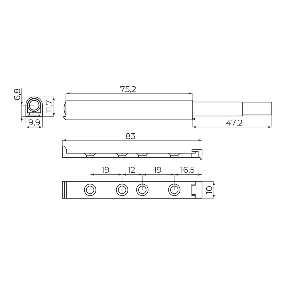 Скрытый мебельный толкатель 85x14 мм для бесшовных фасадов 89433755 Santreyd STLM-1579717 - Вид №4