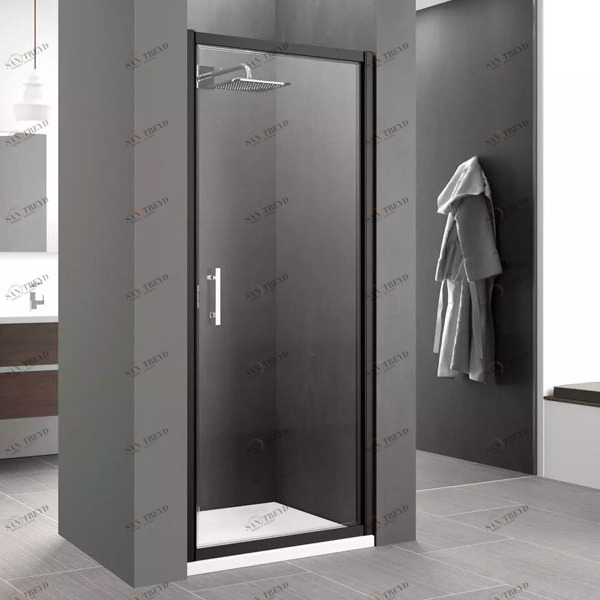 Двери в нишу 82 см ZEPHYROS G Novellini ZEPHYROS с черным профилем ZEPHYRG761H