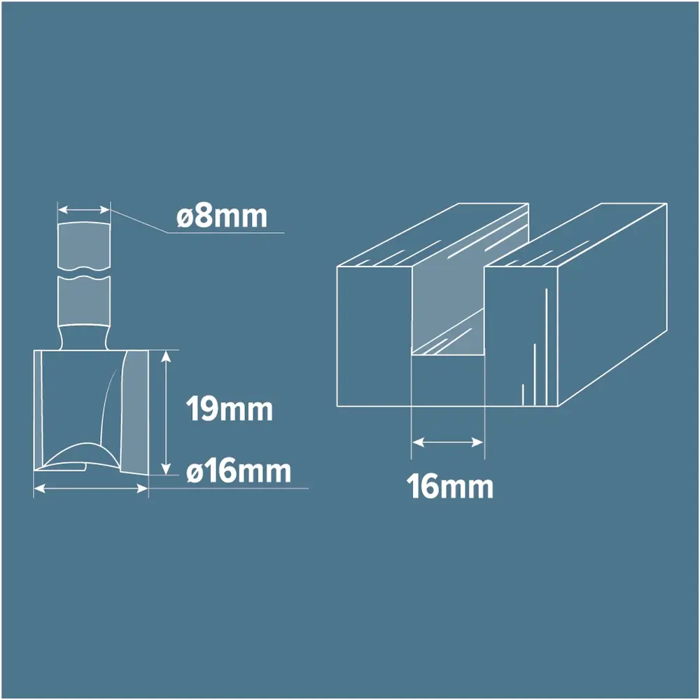 Фреза пазовая прямая Brigadier, D16х19 мм STLM-2069428 - Вид №3