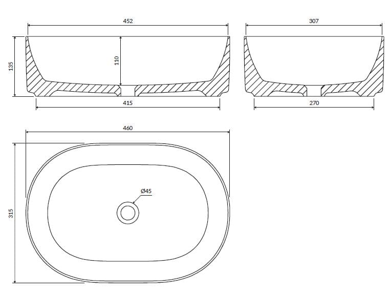 Овальный умывальник из керамических материалов OMNIRES Mesa ARCH-00031230 - Вид №7