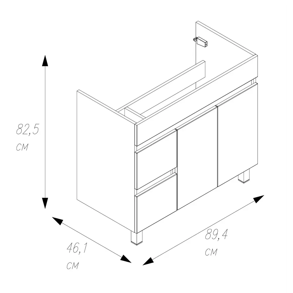 Тумба под раковину напольная Sensea Лайн Квадро 90 см цвет белый STLM-2141470 - Вид №3
