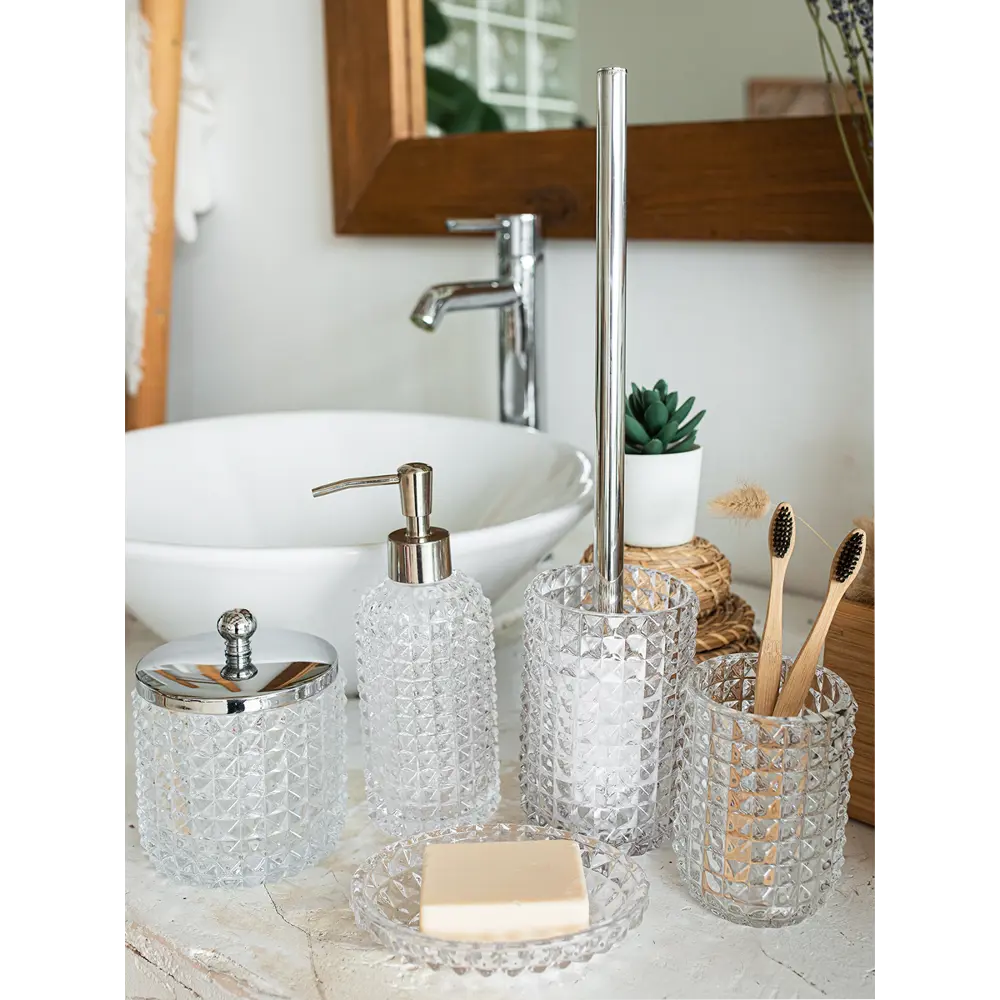 Стеклянный дозатор для мыла PROFFI HOME с хромированным носиком 85323587 Glass STLM-0061372 - Вид №3