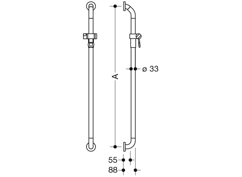 801.33.991S Держатель для душа, нестандартная длина HEWI Greifen  - Вид №5