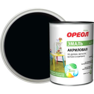 Эмаль акриловая Ореол матовая цвет чёрный 0.9 кг