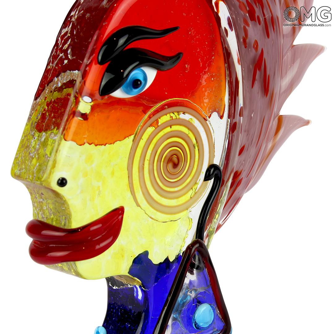 4712 ORIGINALMURANOGLASS Скульптура Голова Женщины - Pop Art - Original Murano Glass OMG 21 см PICASSO - Вид №1