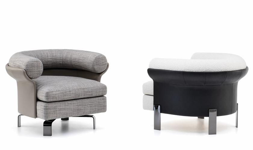 Minotti Кресло из ткани с кожаной оболочкой Mattia sun-id-1392142 - Вид №1