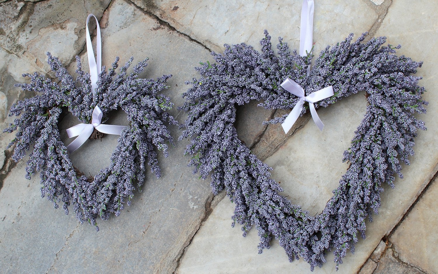 2924 225 a3 Сердце из искусственной лаванды, Ø 22 см, бледно-лиловое H-andreas  - Вид №4