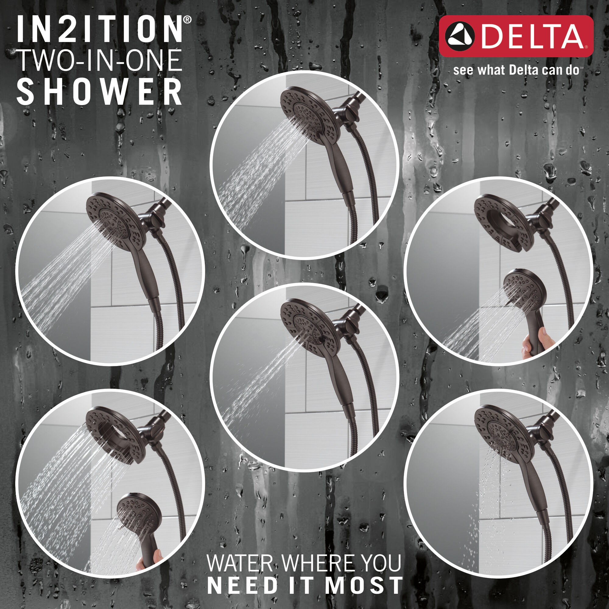 58499-RB In2ition HSSH 1,75 галлона в минуту, 4 настройки Delta Faucet Universal Showering Венецианская бронза  - Вид №2