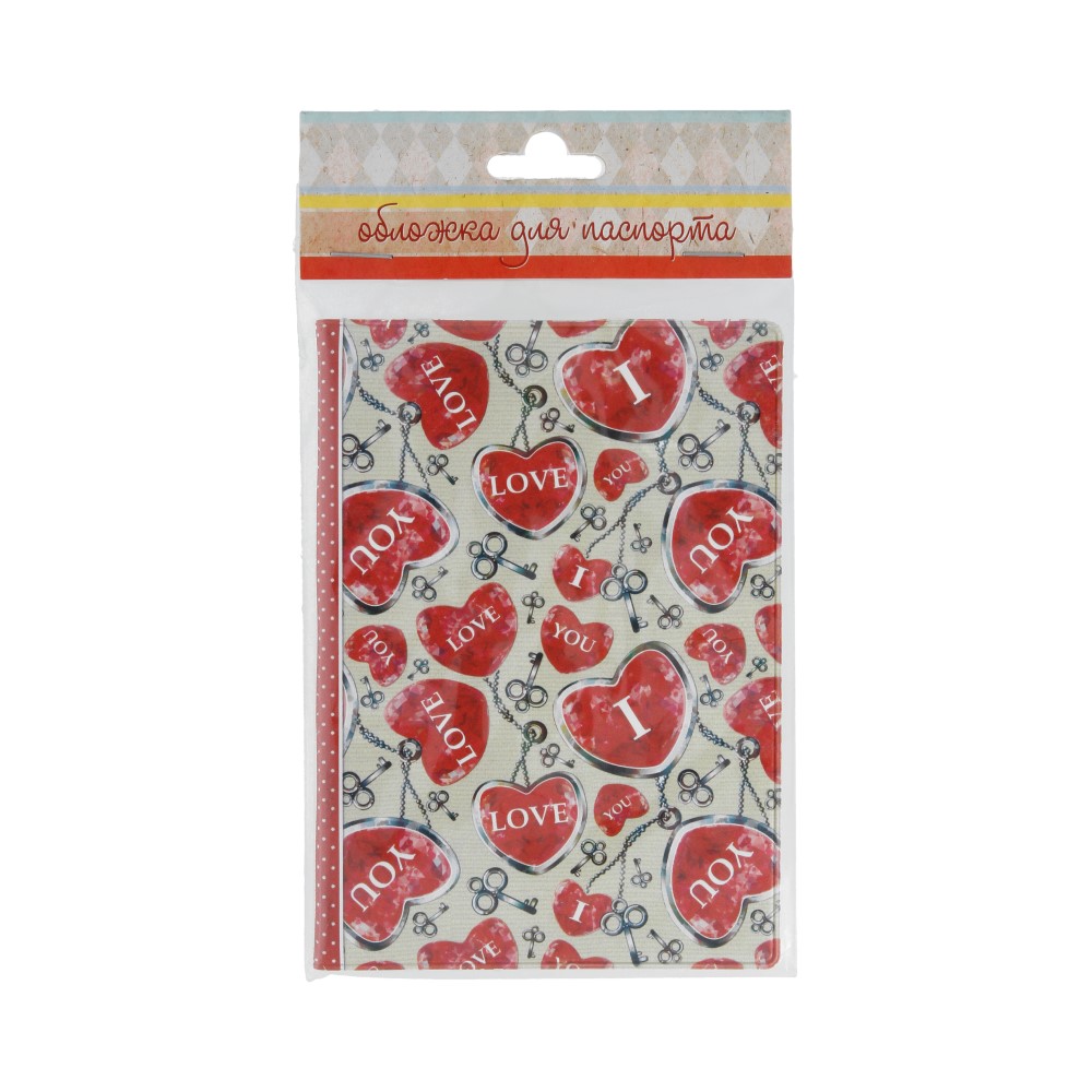 41582 Обложка для паспорта из ПВХ ( 13.3 x 19.1 см) "Сердца" Феникс-Презент 