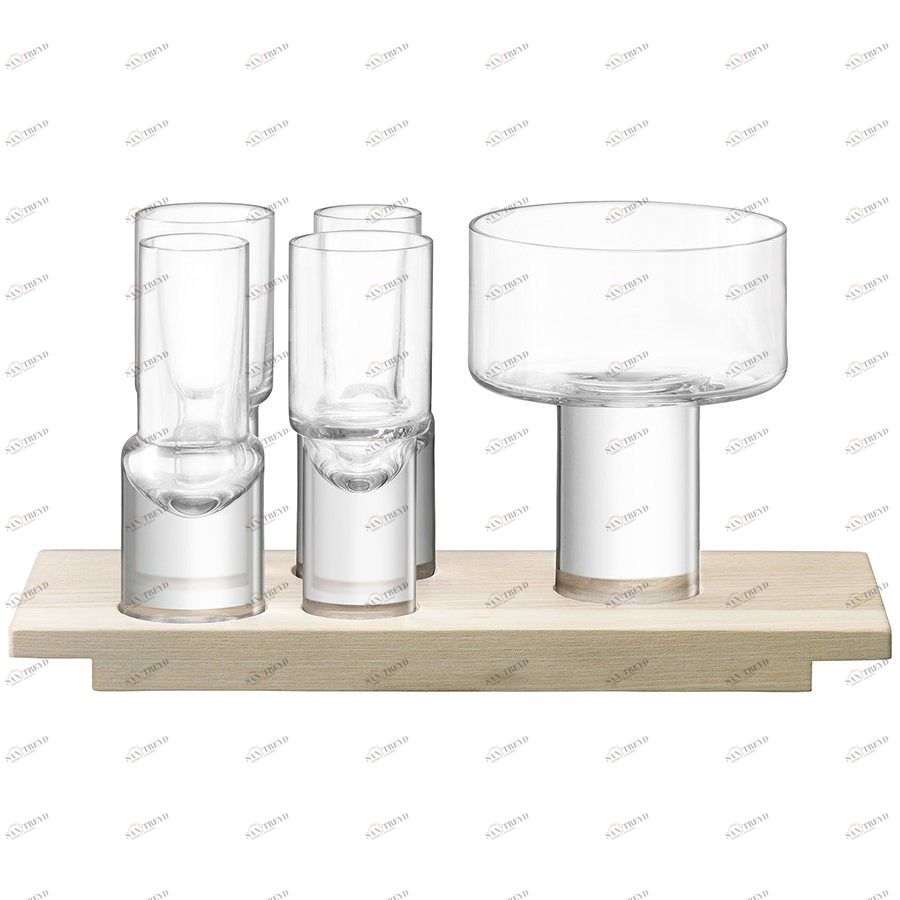 Набор сервировочный из 4 стопок и менажницы vodka LSA INTERNATIONAL ДИЗАЙНЕРСКИЕ 00-3894775 Прозрачный 
