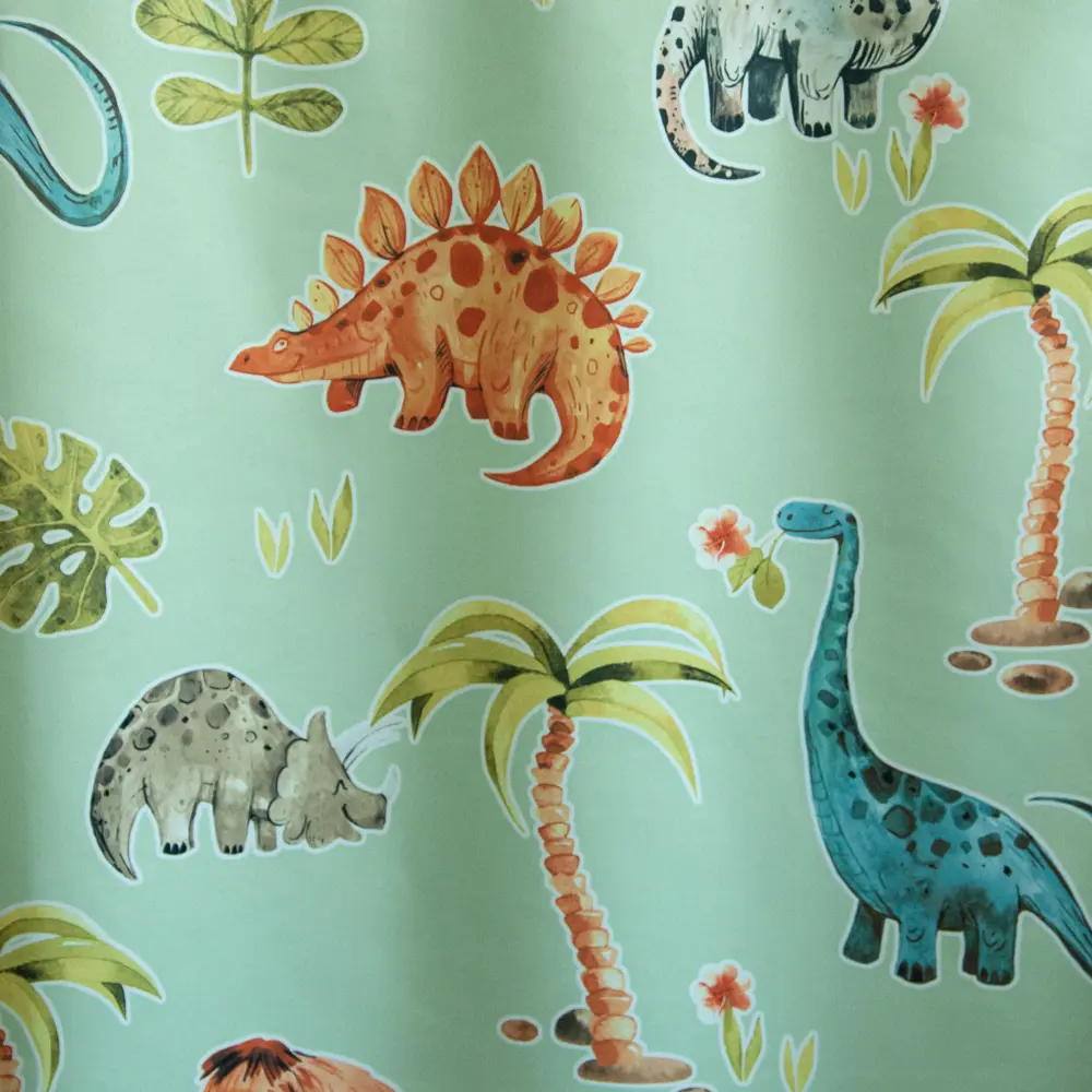 Штора на ленте блэкаут Динозавры 150x260 см цвет зеленый SEASONS STLM-2181636 - Вид №1