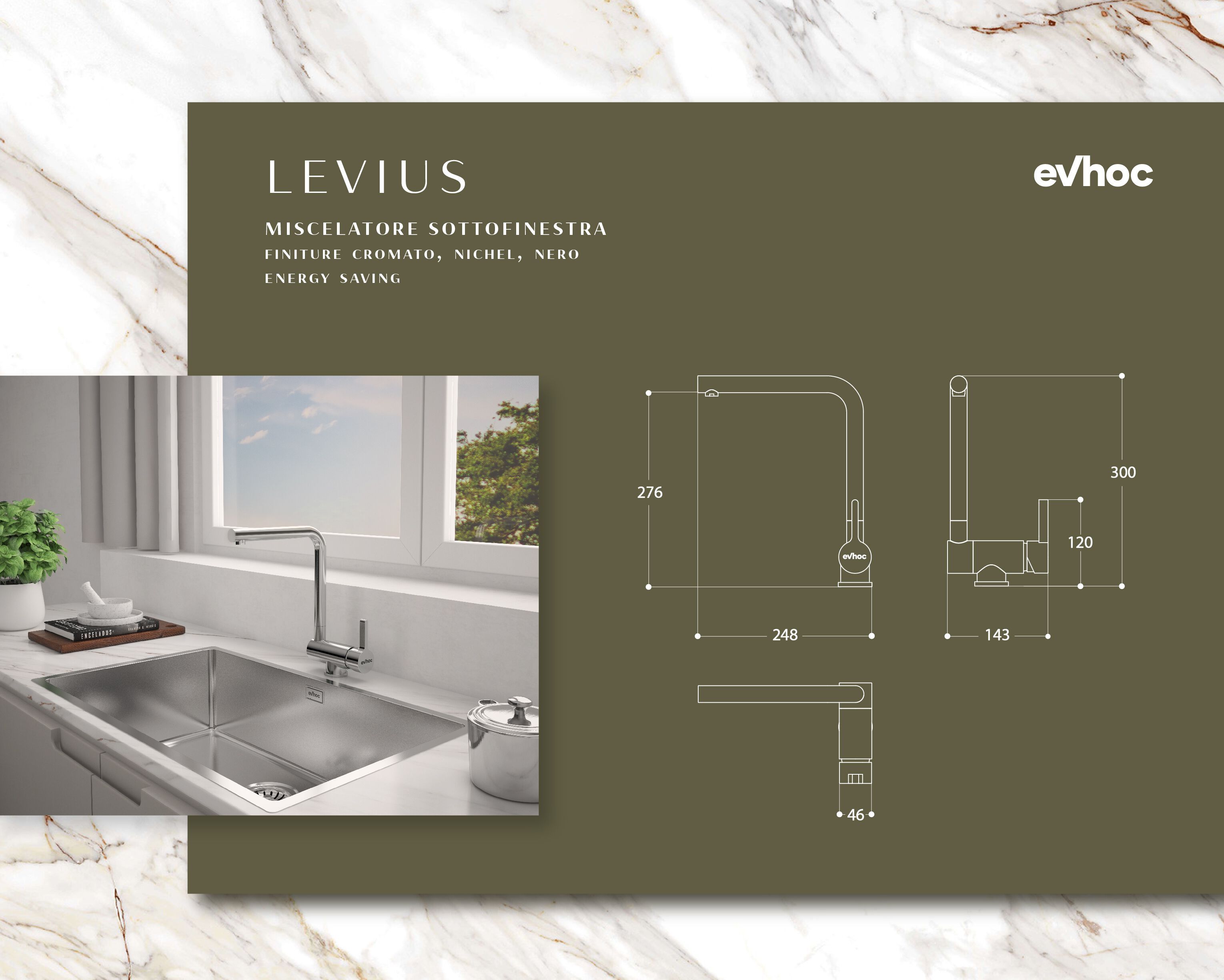 Подоконный кухонный смеситель Evhoc LEVIUS ARCH-00058717 - Вид №7