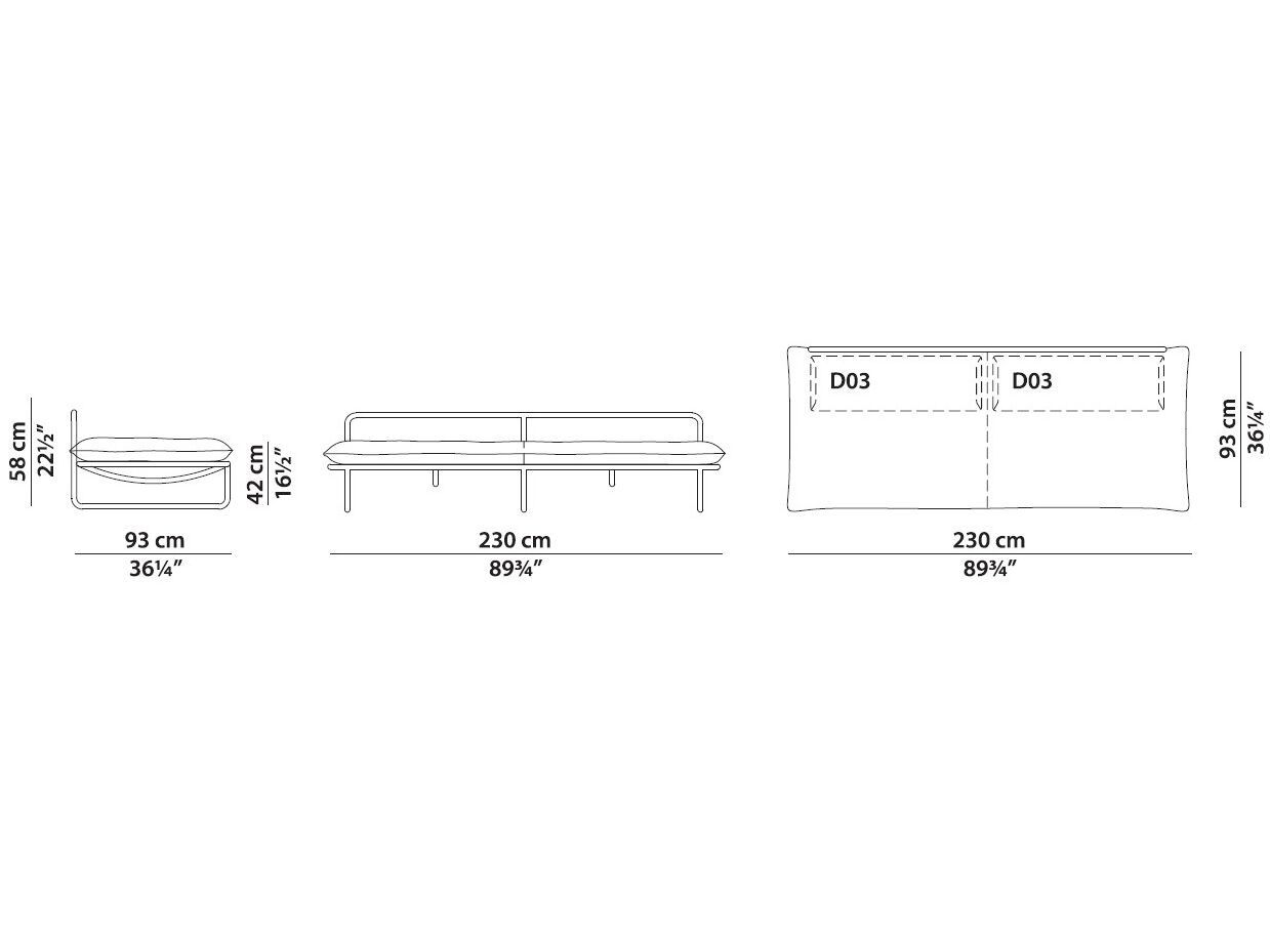 Травленный медный линейный мягкий садовый диван Baxter Аризона ARCH-00042819 - Вид №3